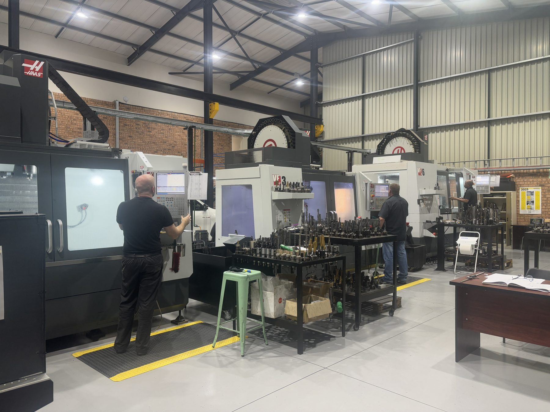 Haas CNC machining centres running on the Axiom Hydraulics shop floor in Wadeville