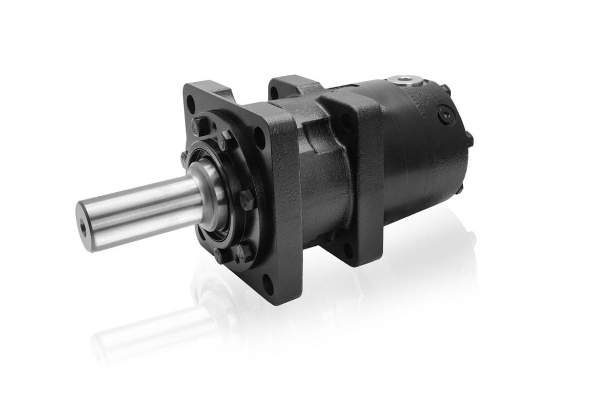 Impro Fluidtek orbital motor with a keyed shaft on a reflective surface