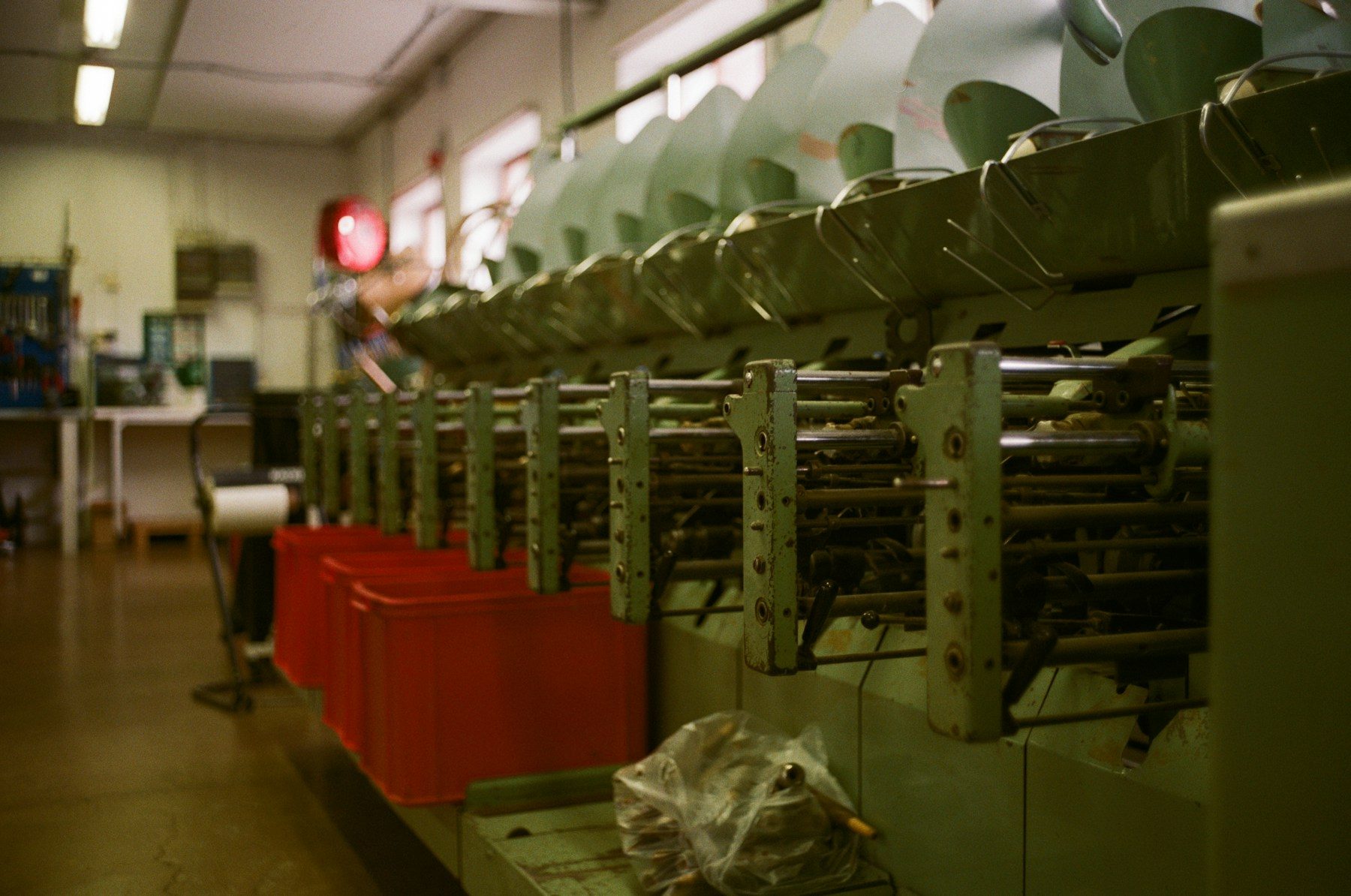 Heavy industrial production line inside a manufacturing plant